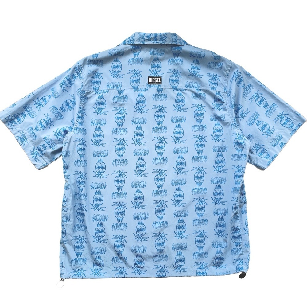 DIESEL Blue Cotton Pineapple Print Short-Sleeve Shirt, Men’s Medium - Picture 3 of 8
